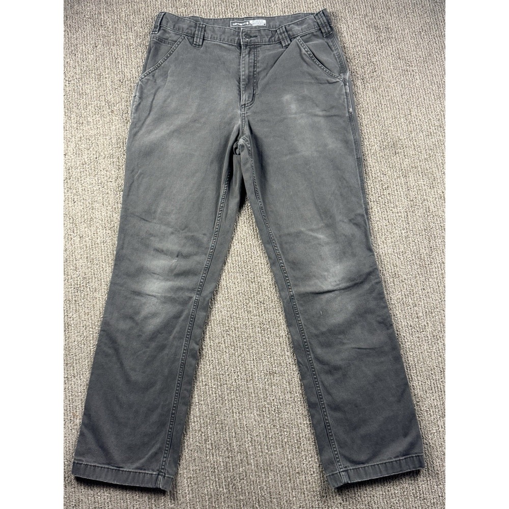 Carhartt Mens 34x34 Rugged Flex Relaxed Fit Canvas Work Pant Brown Distressed